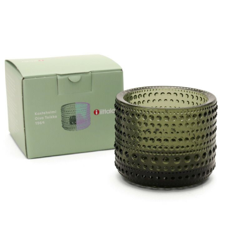 イッタラ（iittala） カステヘルミ/Kastehelmi キャンドルホルダー 64mm モスグリーン