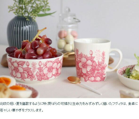 アラビア（ARABIA） フヴィラ/Huvila プレート 19cm ピンク/ホワイト