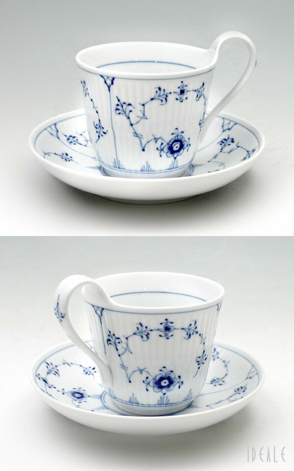 ロイヤルコペンハーゲン（Royal Copenhagen） ブルーフルーテッド プレイン/Blue Fluted Plain カップ&ソーサー ハイハンドル