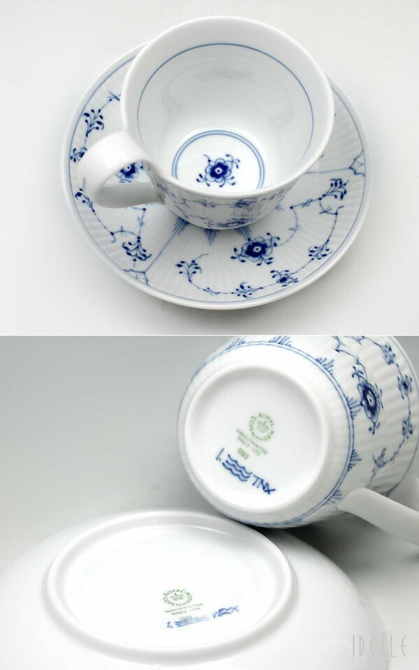 ロイヤルコペンハーゲン（Royal Copenhagen） ブルーフルーテッド プレイン/Blue Fluted Plain カップ&ソーサー ハイハンドル