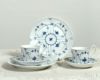 ロイヤルコペンハーゲン（Royal Copenhagen） ブルーフルーテッド・プレイン/Blue Fluted Plain カップ&ソーサー ハイハンドル×2客 +　プレート 22cm フラット ×2枚 6ピースセット