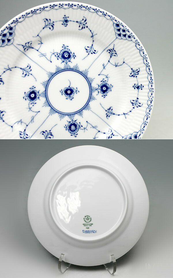 ロイヤルコペンハーゲン（Royal Copenhagen） ブルーフルーテッド ハーフレース/Blue Fluted Half Lace プレート19cm フラット