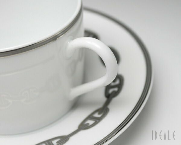 エルメス（HERMES） シェーヌダンクル プラチナ/Chaine d'ancre platinum ティーカップ&ソーサー ペア