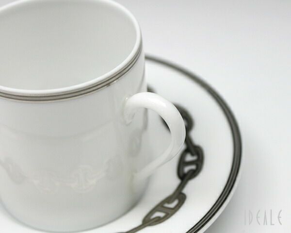 エルメス（HERMES） シェーヌダンクル プラチナ/Chaine d'ancre platinum コーヒーカップ&ソーサー ペア