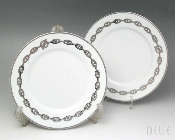 エルメス（HERMES） シェーヌダンクル プラチナ/Chaine d'ancre platinum プレート 21cm ペア