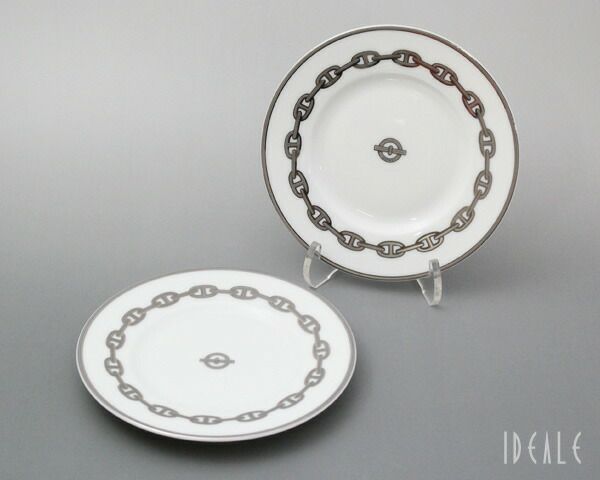 エルメス（HERMES） シェーヌダンクル プラチナ/Chaine d'ancre platinum プレート 16cm ペア