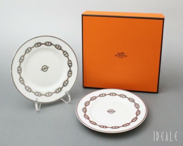 エルメス（HERMES） シェーヌダンクル プラチナ/Chaine d'ancre platinum プレート 16cm ペア