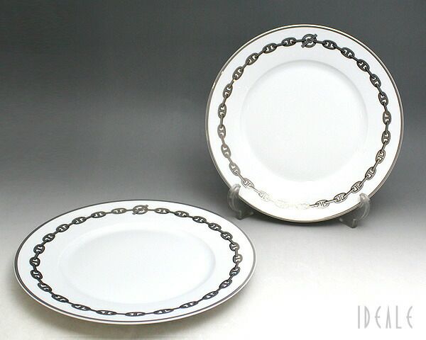 エルメス（HERMES） シェーヌダンクル プラチナ/Chaine d'ancre platinum プレート 27cm ペア