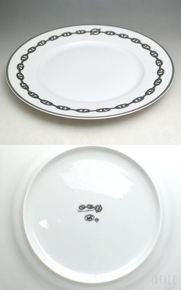 エルメス（HERMES） シェーヌダンクル プラチナ/Chaine d'ancre platinum プレート 27cm ペア