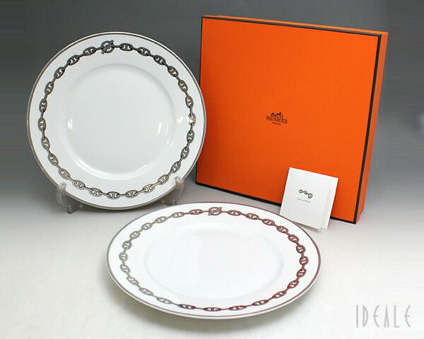エルメス（HERMES） シェーヌダンクル プラチナ/Chaine d'ancre platinum プレート 27cm ペア
