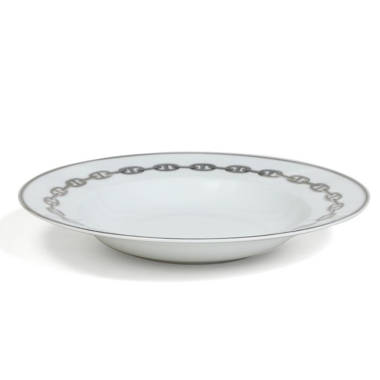 エルメス（HERMES） シェーヌダンクル プラチナ/Chaine d'ancre platinum スーププレート 22cm ペア