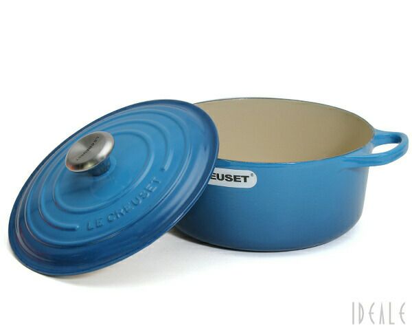 ル・クルーゼ（Le Creuset） 両手鍋 ココットロンド 24cm マルセイユブルー