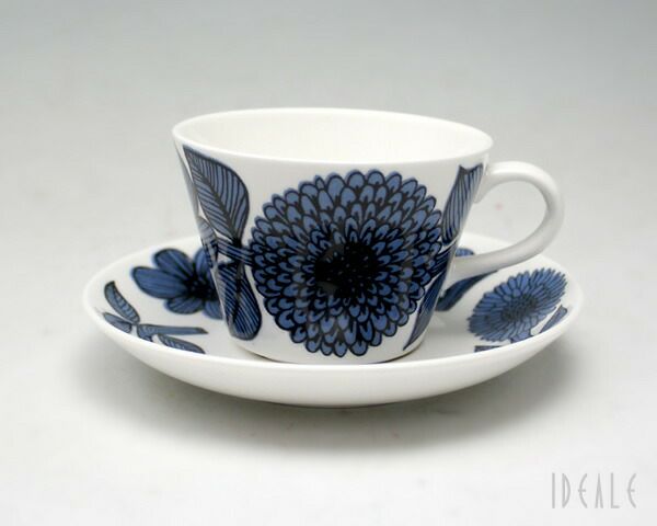 グスタフスベリ（Gustavsberg） ブルーアスター/Blue Aster コーヒーカップ＆ソーサー + プレート 18cm 復刻版