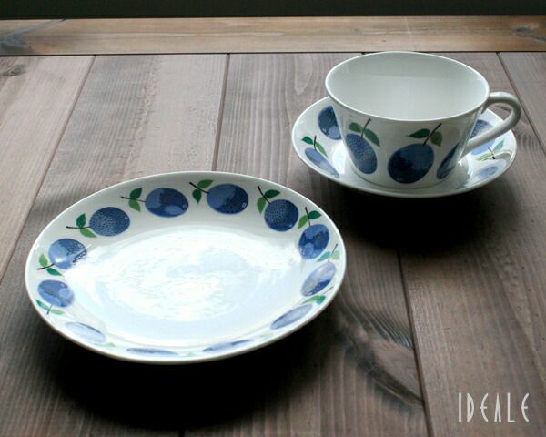 グスタフスベリ（Gustavsberg） プルーヌス/Prunus ティーカップ＆ソーサー + プレート 18cm 復刻版