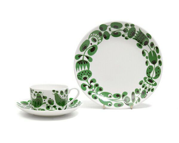 グスタフスベリ（Gustavsberg） チュールチュール/Turtur ティーカップ＆ソーサー + プレート 18cm 復刻版