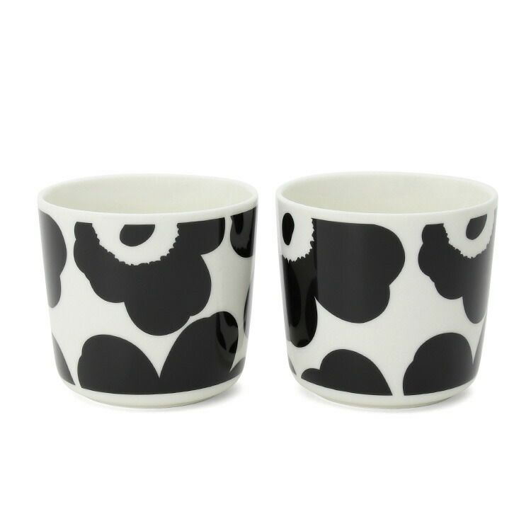マリメッコ（marimekko） ウニッコ/UNIKKO ラテマグ 200ml ホワイト/ブラック 2個入り(ペア)