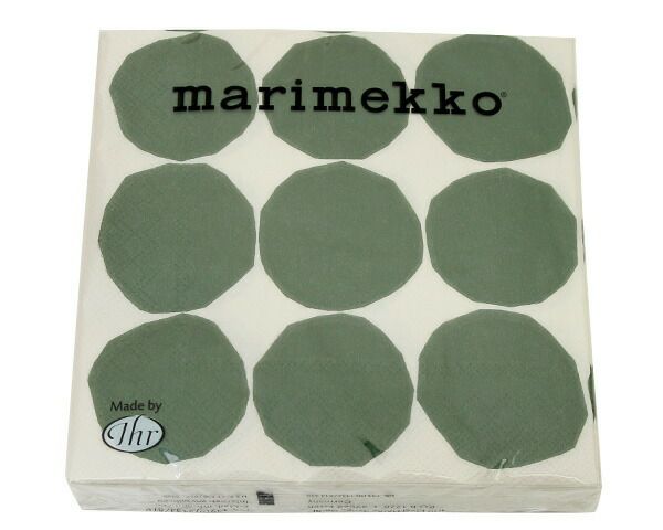 マリメッコ（marimekko） キヴェット/KIVET ペーパーナプキン ホワイト/グリーン