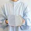 白山陶器 反角多様皿 21cm ホワイト/ブルー