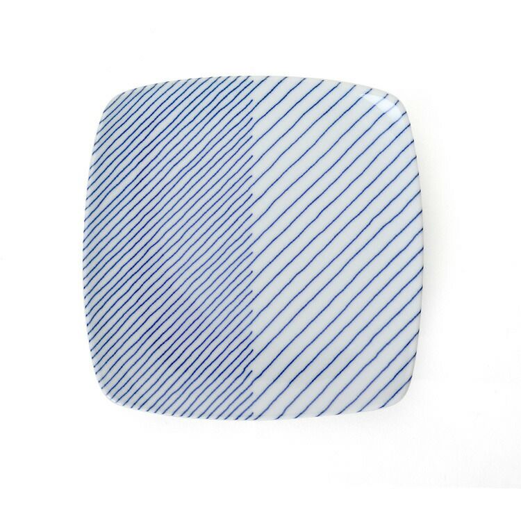 白山陶器 反角中皿 16.5cm ホワイト/ブルー