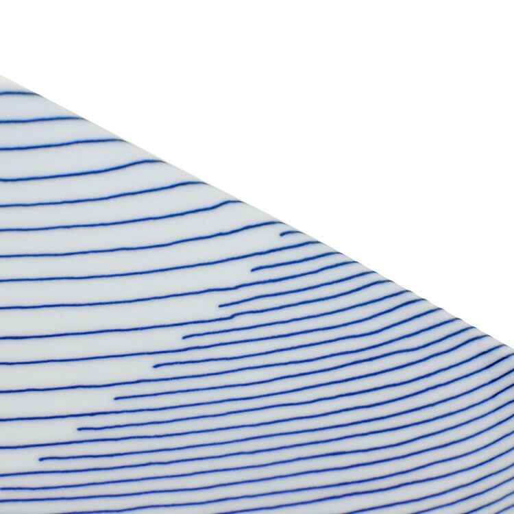 白山陶器 反角中皿 16.5cm ホワイト/ブルー