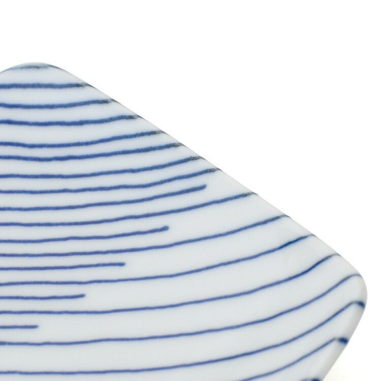 白山陶器 反角小皿 10cm ホワイト/ブルー