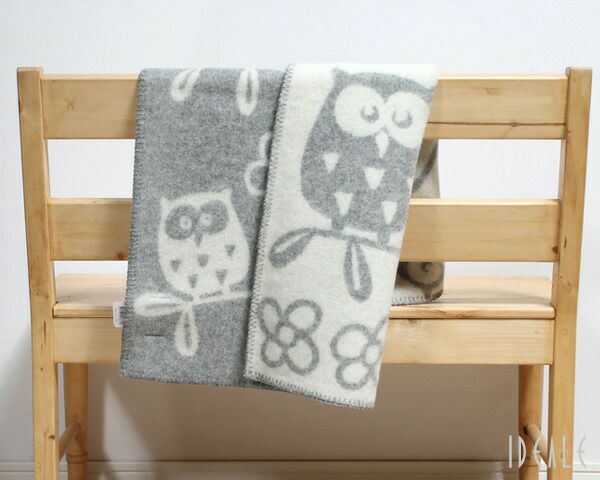 クリッパン（KLIPPAN） フクロウ ウールミニブランケット グレー