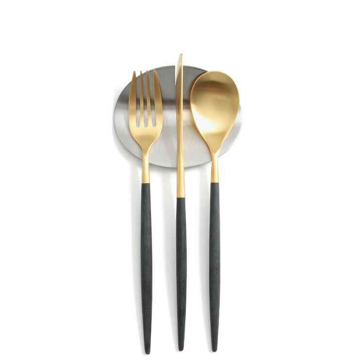 クチポール（Cutipol） ミオ/MIO デザート3点＆カトラリーレスト1点 ブラックマットゴールド