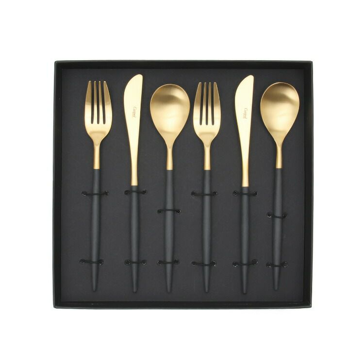 クチポール（Cutipol） ミオ/MIO ディナー6点セット 化粧箱付 ブラックマットゴールド