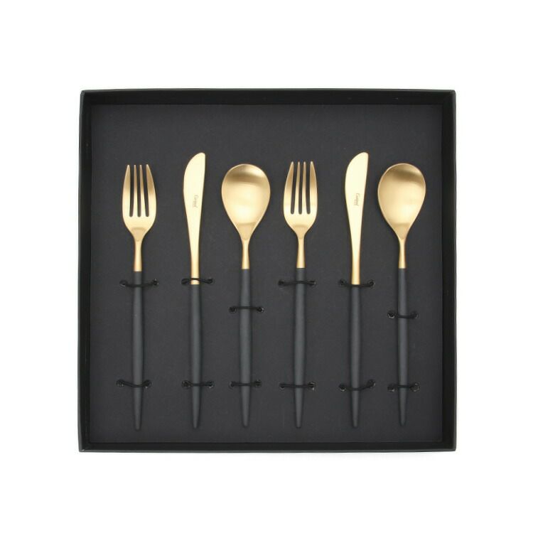 クチポール（Cutipol） ミオ/MIO デザート6点セット 化粧箱付 ブラックマットゴールド