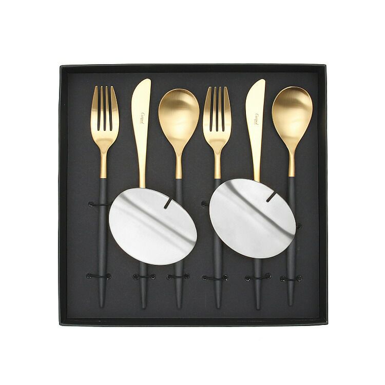 クチポール（Cutipol） ミオ/MIO ディナー8点セット 化粧箱付 ブラックマットゴールド