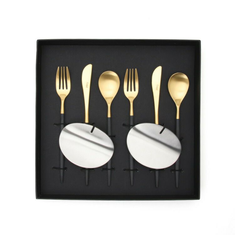 クチポール（Cutipol） ミオ/MIO デザート8点セット 化粧箱付 ブラックマットゴールド