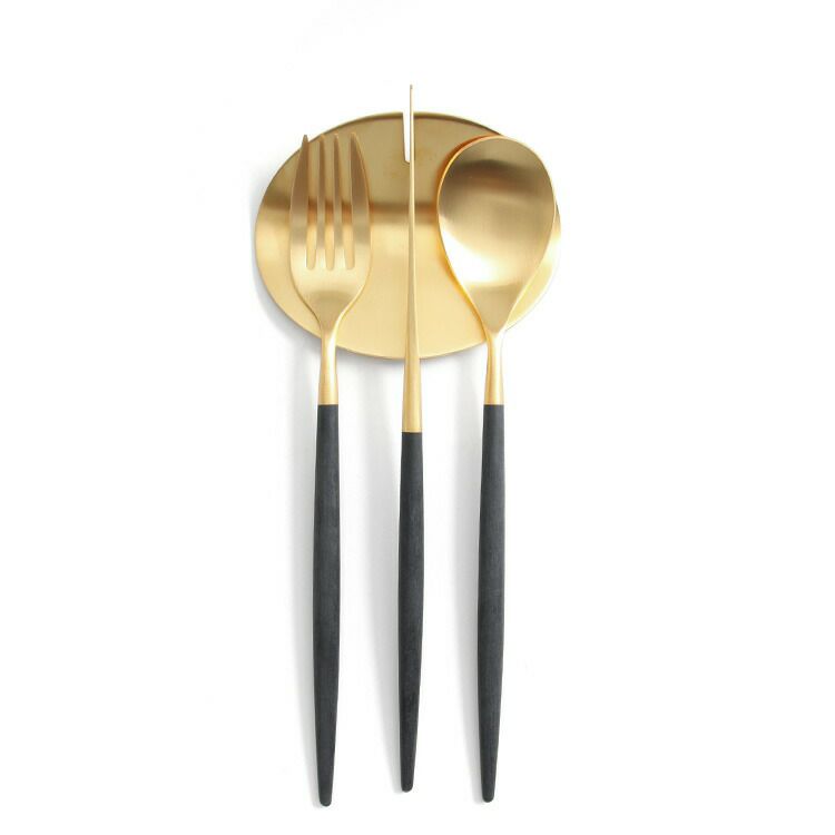 クチポール（Cutipol） ミオ/MIO デザート3点＆カトラリーレストゴールド1点 ブラックマットゴールド