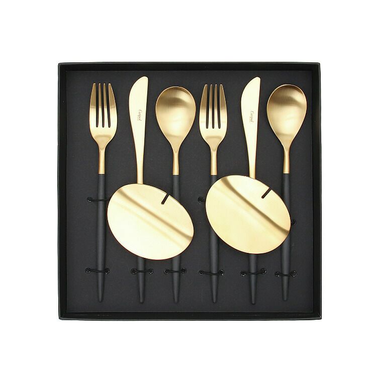 クチポール（Cutipol） ミオ/MIO ディナー8点セット 化粧箱付 ブラックマットゴールド