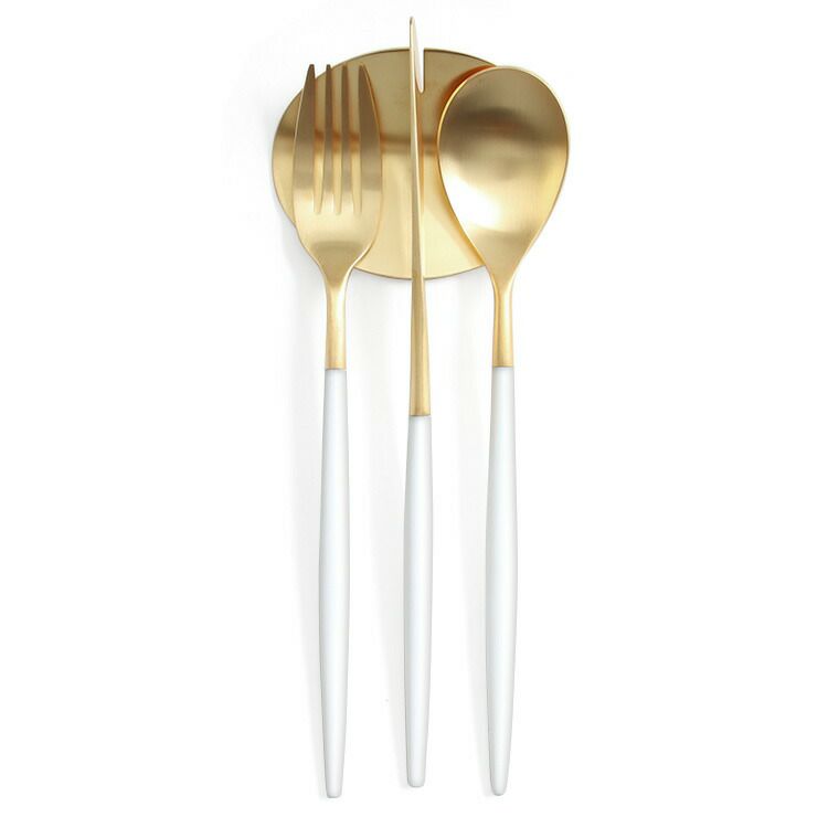 クチポール（Cutipol） ミオ/MIO ディナー3点＆カトラリーレストゴールド1点 ホワイトマットゴールド