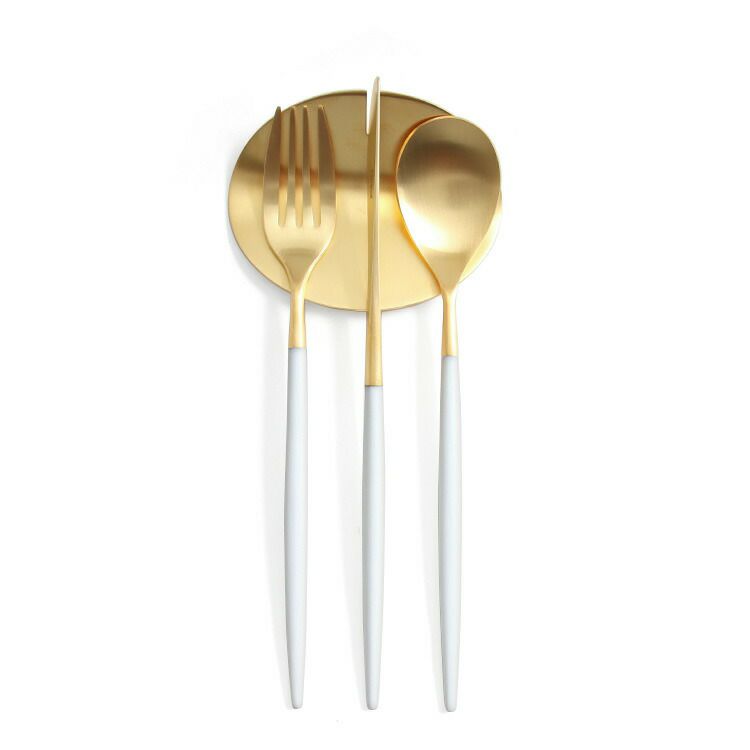 クチポール（Cutipol） ミオ/MIO デザート3点＆カトラリーレストゴールド1点 ホワイトマットゴールド