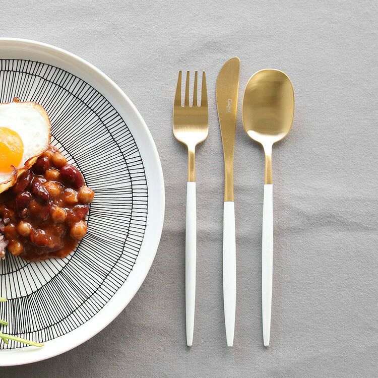 クチポール（Cutipol） ナウ/NAU ディナー3点セット ホワイトマットゴールド