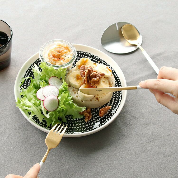 クチポール（Cutipol） ナウ/NAU デザート3点＆カトラリーレスト1点 ホワイトマットゴールド