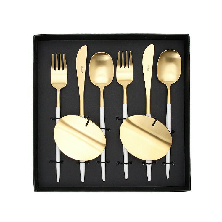 クチポール（Cutipol） ナウ/NAU ディナー8点セット 化粧箱付 ホワイトマットゴールド
