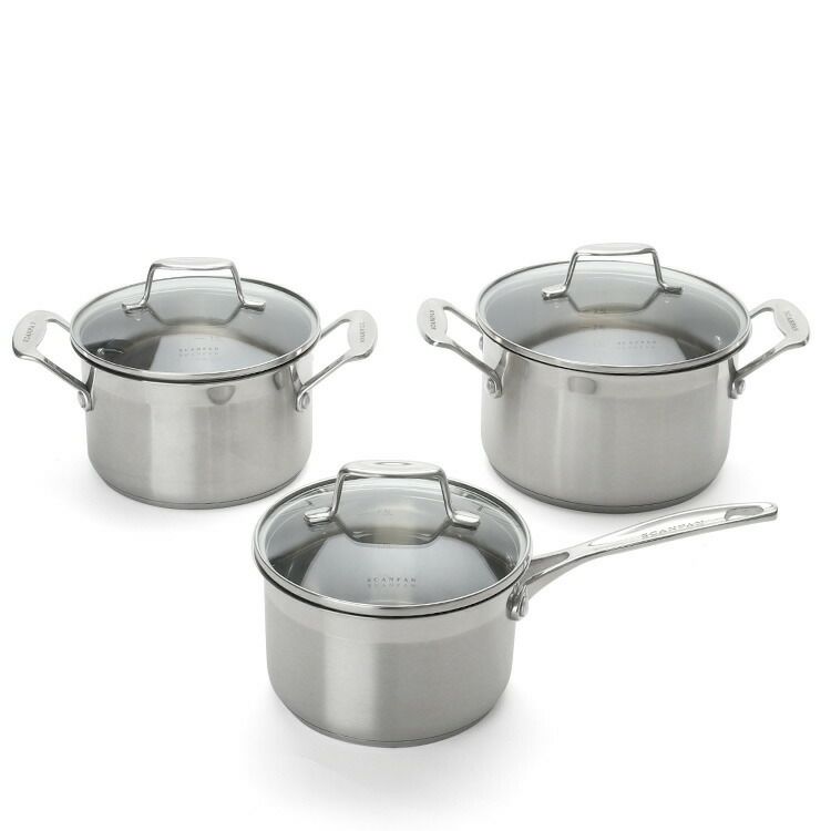 スキャンパン（SCANPAN） インパクト/Impact クッキングポット ガラス蓋付き鍋 3点セット