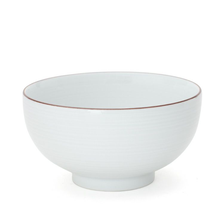 白山陶器 白磁千段 5寸深めん丼 16cm