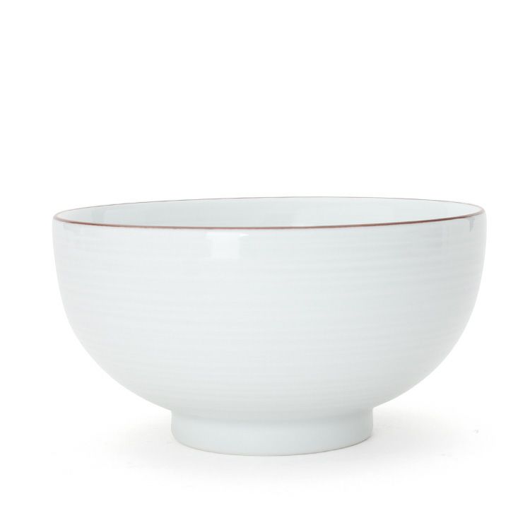 白山陶器 白磁千段 5寸深めん丼 16cm
