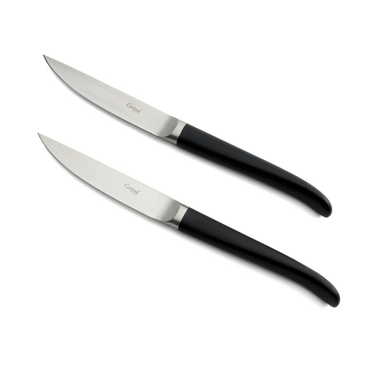 クチポール（Cutipol） リブ/RIB ステーキナイフ 2点セット 化粧箱付 ブラック
