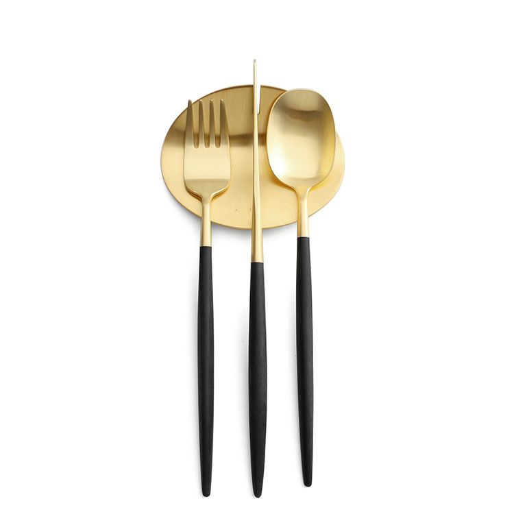 クチポール（Cutipol） ナウ/NAU デザート3点＆カトラリーレスト1点 ブラックトマットゴールド