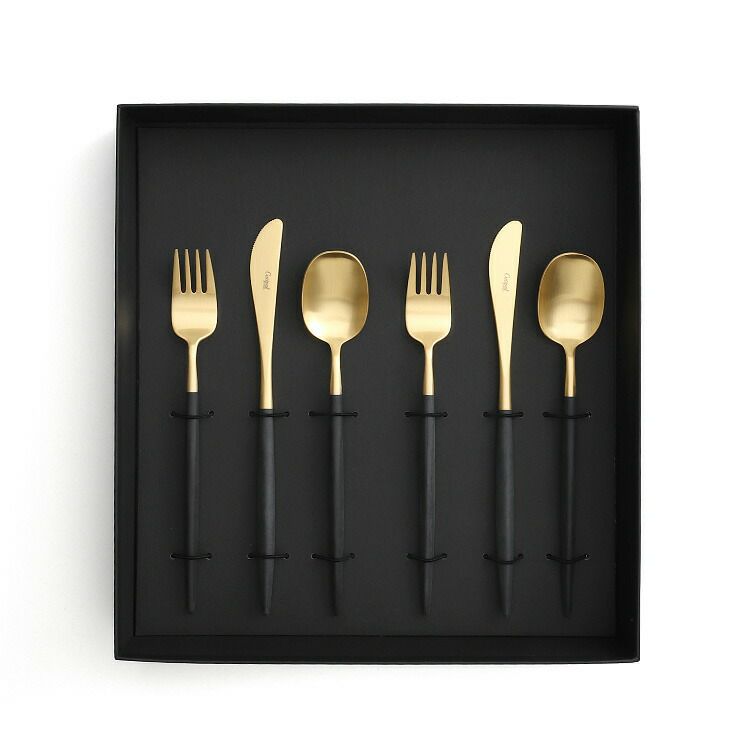 クチポール（Cutipol） ナウ/NAU デザート6点セット 化粧箱付 ブラックマットゴールド