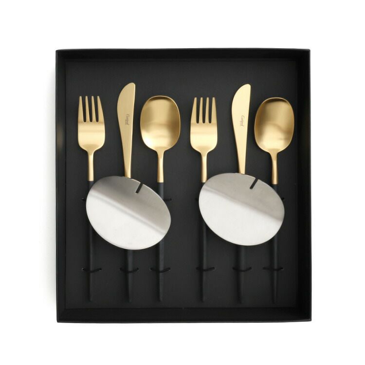 クチポール（Cutipol） ナウ/NAU ディナー8点セット 化粧箱付 ブラックマットゴールド