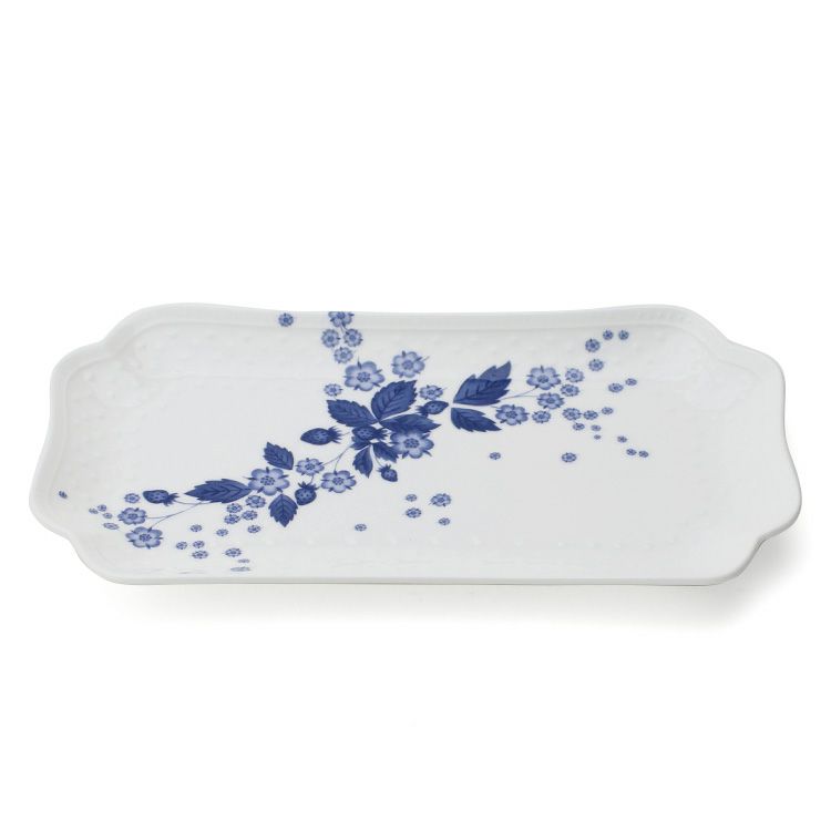 ウェッジウッド（WEDGWOOD） ストロベリーブルームインディゴ フィッシュディッシュ 25.5cm ホワイト