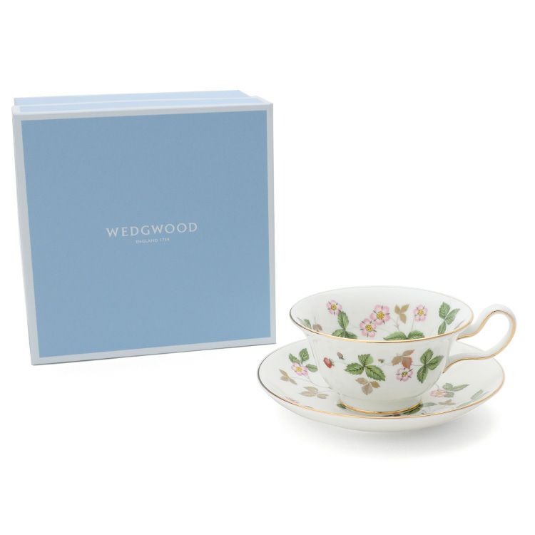 ウェッジウッド（WEDGWOOD） ワイルドストロベリー/Wild Strawberry ティーカップ&ソーサー ピオニー