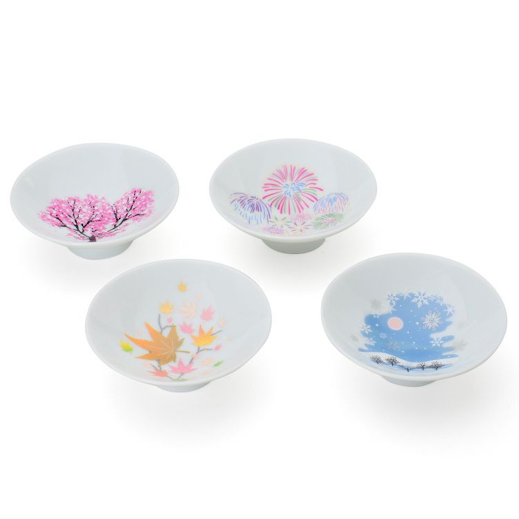 丸モ高木陶器 冷感 平盃 4点セット ホワイト