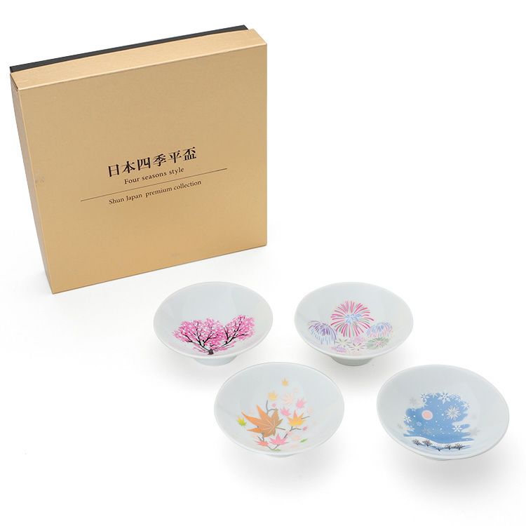 丸モ高木陶器 冷感 平盃 4点セット ホワイト