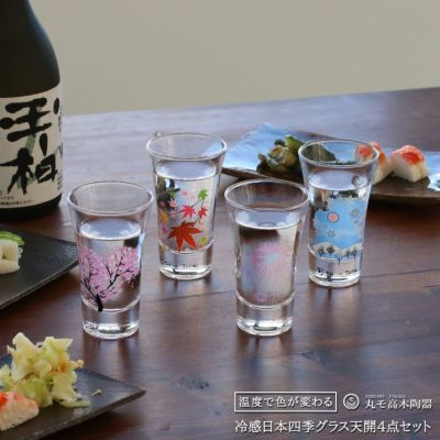 丸モ高木陶器 冷感 グラス天開 4点セット クリア
